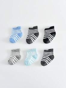 6 Pairs Boys & Girls Basic Non-Slip Bottom Children's Sports Socks, Tab Socks, Multi-Function Trampoline Socks, Floor Socks - Multicolor - View 6