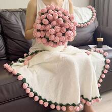 Crocheted Rose Bouquet Blanket, Suitable For Sofas And Shawls, A Romantic Gift For Valentine's Day, Weddings, And Anniversaries, Perfect For Ladies. - Multicolor - View 15