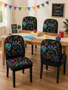 Funda Protectora para Silla Estampado ABC, decoración aula y oficina - Multicolor - Ver 2