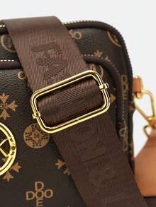 New Fashion Classic Versatile Solid Color PU Waterproof Fabric Rhombus Design Vintage Metal Decor Square Shoulder Bag - Coffee - View 6