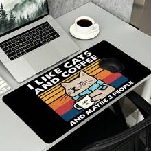 Cute Cat Drinking Coffee Pattern Large Extended Gaming Mouse Pad, Non-Slip Rubber Base, Smooth Glide Surface, Multi-Functional Desk Mat For Computer Office Home Study, Warm Abstract Desktop Decor - A - View 14