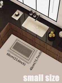 1pc Brown Rectangular Frame Rubber Kitchen Mat, Patterned, Absorbent And Easy To Clean, Suitable For Kitchen, Bathroom And Other Areas, Suitable For Year-Round Use And Various Holidays - Multicolor - View 12