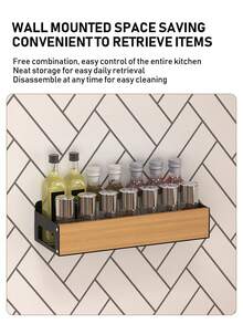 Kitchen Spice Rack, Multifunctional Storage Shelf, Drill-Free Installation, Wall-Mounted Storage Rack, Kitchen Storage Shelf, Home Storage Shelf, Home Decor - Multicolor - View 5