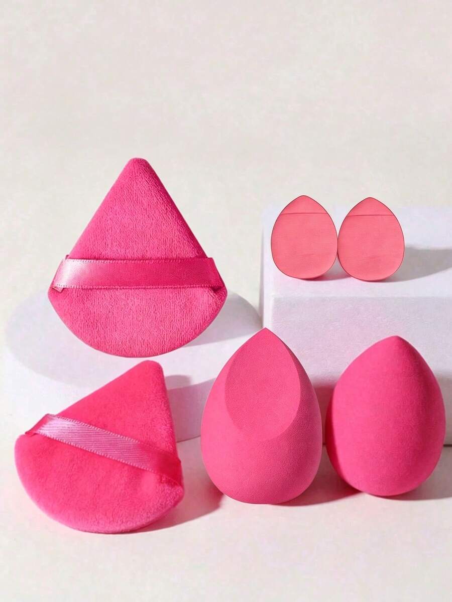 6pcs/Set Makeup Sponge Set, Velvet Powder Puff, Concealer Sponge, Makeup Powder Puff, Makeup Blender, Makeup Tools, Mixed Beauty Sponge Helps Perfect Application Of Liquid, Cream And Foundation, Multi-Color Makeup Sponge, Non-Latex Dry & Wet Foundation Sponge, For Face Concealer Makeup, Velvet Triangle Powder Puff, Beauty Sponge, Makeup Blender, Makeup Puff - Multicolor - View 1