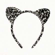 1pc Women's Vintage Leopard Print Cat Ear Headband, Sweet & Cool Style 3D Ear Headband, Fashionable Versatile Hair Accessory, Suitable For Festivals, Home Face Washing, Makeup, Hair Styling, Daily Wear, Easter Costume Prop, Halloween Headband, Christmas, Valentine's Day Party Outfit, Valentine's Day Gift For Girls - One Size Fits All - View 7