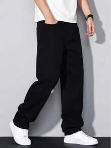 Boys' Campus Fashion Denim Jeans, Casual Versatile Street Style Straight Leg Denim Pants - Black - View 4