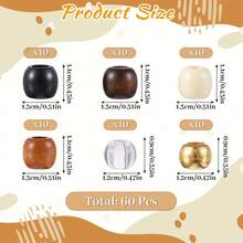 60pcs Assorted Colorful Wooden Beads Acrylic Beads For Handmade DIY Hair Accessories Dreadlocks - Multicolor - View 2