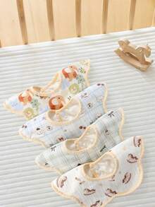 Baby Gauze & Bean Fleece Petal Design Bib, Pure Cotton Drool Bib For Newborns - Multicolor - View 5