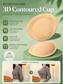 Self-Adhesive Bra Pads Inserts, Thickened Push Up Breast Cup Enhancer, Reusable Invisible Lift Bra Padding For Swimwear & Bikini - Multicolor - View 3