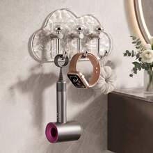 Luxury Water Ripple Cloud Design No-Drill Strong Adhesive Hooks, Bathroom Towel Rack, Entryway Key & Bag Holder, Bedroom Hair Tie & Jewelry Organizer, Kitchen Damage-Free Wall-Mounted Storage Hooks - Multicolor - View 9