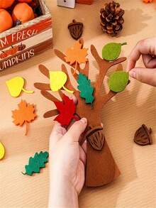 6/30/48pcs Set Perlengkapan Kerajinan DIY Pohon Felt Musim Gugur, Dekorasi Daun Maple dan Biji Ek yang Dapat Dilepas, Ornamen Gantung Dinding Pintu Buatan Tangan yang Dapat Digunakan Kembali untuk Tata Letak Meja Rumah, Dekorasi Musim Gugur, Hadiah Musiman, Aksesori DIY Liburan Thanksgiving dan Kembali ke Sekolah yang Menyenangkan untuk Kelas - A - View 5