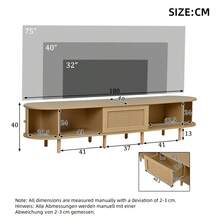 Modern Low-Profile TV Unit With Round Design And Roll-Up Shutter Door, Made Of MDF, With Drawer, Suitable For TVs Up To 75 Inches, For Living Rooms And Dining Rooms, 180x40x40cm, Wood Color. - 1 - View 11