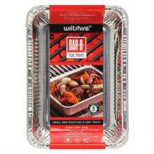DBar-B Small Foil Trays 5-Piece Pack Heavy Duty 22 X 15.5 Cm Aluminium Trays For BBQ, Picnics And Roasts, Catch Drips, Serve Food Or Store Cooked Meat And Veg - 220 mm X 155 mm X 50 mm - View 5