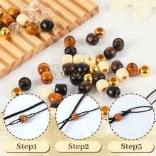 60pcs Assorted Colorful Wooden Beads Acrylic Beads For Handmade DIY Hair Accessories Dreadlocks - Multicolor - View 5