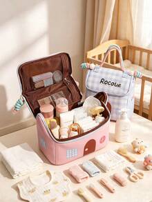 1pc Dopamine House Shaped PU Makeup Bag, Large Capacity Portable Travel Toiletry Bag, Suitable For Nursery And Daily Outdoor Use - Multicolor - View 3