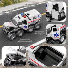 TEMI Ambulance Off-Road Rescue Toy Car, Suitable For 3 Years And Above, 8-Wheel Armored Climbing Car, No Battery Required, Inertia Driven, Interactive Combination Toy Car, Ideal Gift For Birthday And Christmas - White - View 8