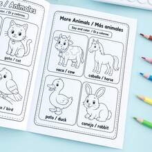 English Spanish Bilingual Children's Enlightenment Practice Book Letters Numbers Words Tracing Coloring Picture Book Back To School Early Education Activity Workbook Teacher Classroom Reward Learning Small Gift - 彩色 - 查看 7