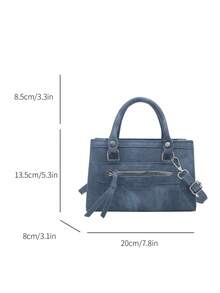 Mini New Fashion Zipper Decor Handbag, Suitable For Parties, Gatherings, Outings, Vacations, Shopping And Daily Use, Can Store Coins, Phones, Also Can Be Used As Work Bag For White-Collar, College Students And Office Workers, Elegant Women's Bag - Blue - View 7