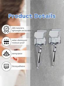 Shower Wall Razor Holder | Self-Adhesive Hook | Can Hold Razor, Bath Sponge, Towel And Toothbrush | Bathroom And Travel Storage Bathroom Accessories Bathroom Decor And Accessories Bathroom Accessories College Essentials Storage Organizer - Multiple Styles - View 3