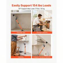 Cabinet Jack Support Pole, 2-Pack, 21.3-60 Inch Steel Telescopic Quick Support Rod, Adjustable 3rd Hand System Up To 154 Lbs Capacity Installing Cabinets, Lifting Drywall, Cargo Bars - Black+Orange + Carbon Steel - View 7