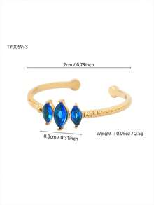 1pc Elegant Charming Korean Style Personalized Cute Luxury Minimalist Fashion Cold Aesthetic High-End Stainless Steel Zirconia 18k Gold Plated Geometric Pattern Diamond Open Ring Suitable For Holiday Travel Work Daily Wear Party Gathering Women's Jewelry - Gold - View 12