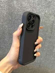 Minimalist Thick Shock-Absorbing Black Phone Case, Compatible With IPhone 17/17Pro/17promax/16 Pro Max/16/16 Pro/16 Plus/16E/15/15 Plus/15 Pro/15 Pro Max/11/12/13/14 Pro Max/XS/XR/11 Pro/11 Pro Max/12 Pro/12 Pro Max/13 Pro/13 Pro Max/7 Plus/14 Pro/14 Pro Max/14 Plus/7 Plus/8 Plus/8/SE2/13 Mini/12 Mini, Soft Shell Waterproof Anti-Fall Anti-Scratch - Black - View 2