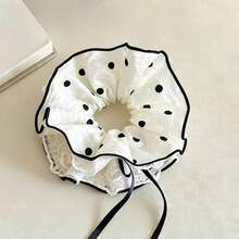 Navy Blue Polka Dot Double Layer Scrunchie 2026 New Style Premium Hair Tie For Bun Hairstyle Hair Accessory - Multicolor - View 9