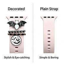 1 set decorazione Ognissanti con pipistrelli in diamante, cinturino decorativo per smartwatch con motivo a pipistrelli, adatto per cinturini di misura 38mm 40mm 41mm 42mm 44mm 45mm, confezione regalo speciale Ognissanti (escluso cinturino dell orologio) - Tagli Unica - Visualizzare 3