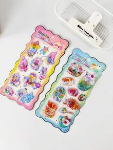 3D Shaking Stickers, 3D Crystal Stickers, Multiple Fashion Summer Anime Designs, Solid Color Embossed Handmade Stickers, Children's DIY Handmade Shaking Stickers, Bookmark Stickers, Notebook Decoration Stickers - Multicolor - View 10