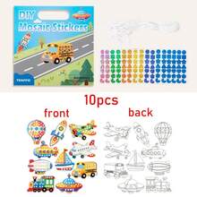 2-In-1 Mosaic Sticker And Coloring Craft Set, Animal, Transportation, Dinosaur, Princess Theme Painting Stickers, Cartoon Sticker Painting Double-Sided Art Set Toy Gift - Multicolor - View 15