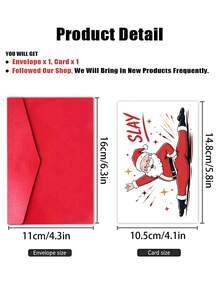 1pc "Slay Santa" Funny Christmas Card With Envelope - Humorous Comic Santa Greeting For Friends, Family & Coworkers, Blank Inside - A - View 5