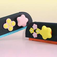 Cute Star Silicone Button Stickers & Thumb Grip Caps Set, Soft Anti-Slip ABXY D-Pad Protective Cover Compatible With Nintendo Switch 2, Pink Yellow Gaming Controller Decor Accessories - View 8