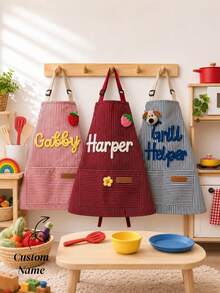 Customized Children's Apron With Yarn Name, Personalized Birthday Gift, Suitable For Girls And Boys, Baking Apron, Little Chef Gift, Cooking Apron - Multicolor - View 1