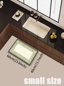 1pc Of Green Floral Tile Rubber Soft Floor Mat For The Kitchen, A Water-Absorbing Mat That Is Easy To Clean And Suitable For Use In Kitchens, Bathrooms, And Other Areas. It Is Suitable For Use Throughout The Year And For Various Holidays. - Multicolor - View 18