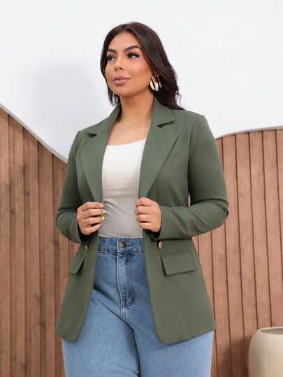 Blazer Feminino Plus Size Alfaiataria Alongado Social Casual Elegante