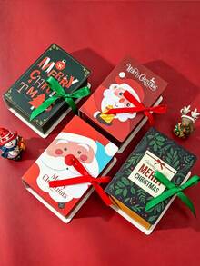 1 Set Christmas And Thanksgiving Book-Shaped Gift Box, Santa Claus Holiday Gift Box, Christmas Eve Gift, Party Gift Exchange, Jewelry Storage, Suitable For Gifting And Personal Use, Christmas Gift Packaging Box - Multicolor - View 3