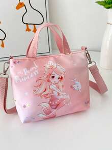 Teenage Girls' Cartoon Mermaid Print Handbag & Shoulder Bag - Pink - View 5