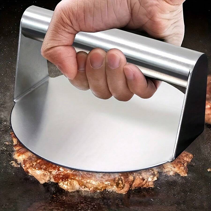 1pc Heavy Duty Stainless Steel Burger Patty Mold - 5.5 Inch Round Patty Maker, Suitable For Grilling And Pan Frying - Creates Perfect Round And Even Patties, Durable And Easy To Clean Design, Sturdy Construction - Multicolor - View 1