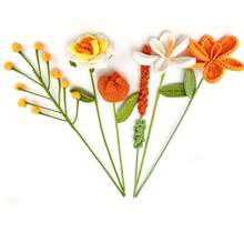 6pcs/Set Finished Handmade Crochet Flower Tulip Rose Lavender Snowberry Artificial Bouquet, Suitable For DIY Wrapping Knitted Flower Bouquet, Bedroom, Dining Room, Living Room, Dining Table Decoration Yarn Flower Artificial Flower, Best Gift For Valentine's Day, Mother's Day, Christmas, Thanksgiving, Birthday, Handmade Crochet Flower - Multicolor - View 13