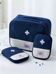 Portable Multi-Compartment Pill Bag, Cute Mini First Aid Kit And Emergency Medical Storage Pouch, Pill Storage Bag, Suitable For Outdoor Camping, Hiking, Back To School And Other Occasions - Navy Blue - View 5