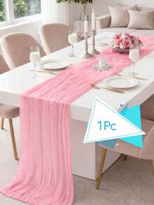 1/2/6/12pcs Light Pink Pleated Table Runner, Festive Birthday Decor Wedding Decor Holiday Home Decor Party Room Table Decoration Table Cloth,Birthday Decor Wedding Decor,  Party Favor, Babe Shower Party Decor, Gender Reveal Party Decor - Gray Pink - View 16