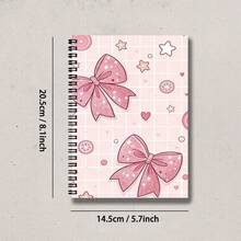 Spiral Coil Notebook - 1pc Pink Star Pattern Cover Notebook A5 Spiral Coil 100 Pages Student Classroom Notes Diary Notebook Stationery, Suitable For Professionals, Students And Office Use - Back To School Gift Choice, Fall Semester Essentials - Pink Tones - View 2