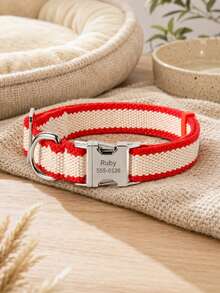 Collar personalizado para mascotas, tarjeta de identificación con nombre y número de teléfono grabados, viene con un collar de perro de nailon con cordón, collar de , adecuado para perros y gatos de tamaño pequeño y mediano, perfecto para que los dueños de mascotas personalicen regalos de cumpleaños - Multicolor - Ver 2