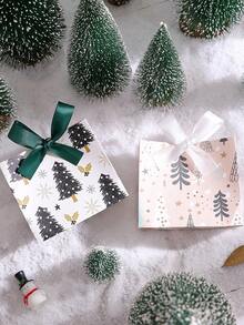 10pcs Christmas Gift Boxes, Christmas Tree Gift Boxes With Ribbons, Christmas Party Favor Supplies - View 13