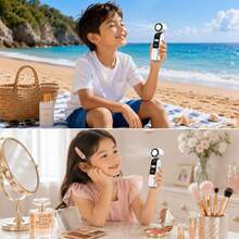 Portable Handheld Ice Cooling Fan, Rechargeable Personal Fan, 100-Speed Stepless Adjustment, 4000mAh (2000mAh*2) Rechargeable Lithium Battery, LED Light And Digital Display, Foldable Handheld Fan, Suitable For Travel And Outdoor - White - View 6