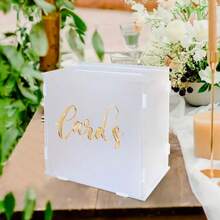DIY Large White Acrylic Gift Card Box With Card Slot And Transparent Window, Greeting Card Storage For Wedding, Graduation, Birthday Party, Party Favor Tabletop Decor - A - View 7