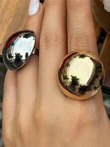 1pc Exaggerated Half-Circle Smooth Surface Ring, Niche High-End Style Jewelry Ring - Half-circle Ring - View 5