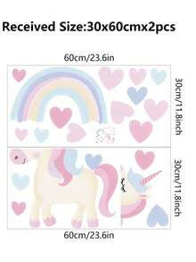 Girls Rainbow Unicorn Heart Self-Adhesive Wall Sticker Home Decor Gift - Rainbow Horse - View 4
