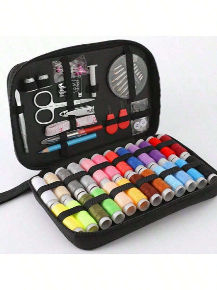 1pc Portable Sewing Kit Home Sewing Tools 10pcs/Set Thread Box Sewing Needles Threader Hand Sewing Supplies (Random Color) Scissors And Other Emergency Repair Supplies, Multiple Colors Basic Sewing Accessories, Suitable For Quick Repair