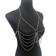 1pc Vintage Aluminum Alloy Women's Chest Chain, Y2K Style, Influencer Favorite Summer Beach Decorative Chain - Silver - View 6